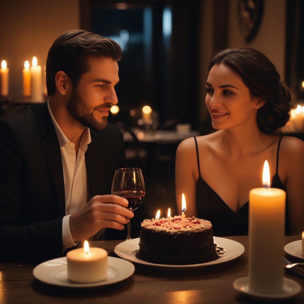 A cozy image at Café Mocha in Wakefield showcases an engrossed couple sharing devil's food cake, with flickering candles, a bottle of wine, and dim lighting setting a romantic ambiance for their intimate conversation.